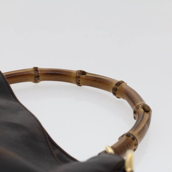 GUCCI Bamboo Hand Bag Leather 2way Dark Brown 01 1638 200047 Auth 49450 - Picture 14 of 16